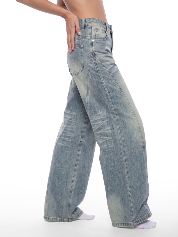 Women’s Vintage Wash Wide Leg Denim Jeans