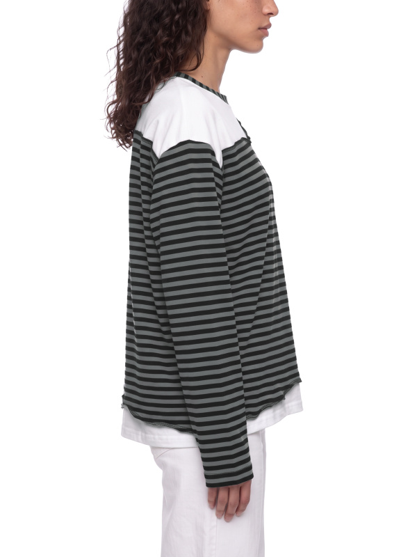 Unisex Striped Panel Boxy Long Sleeve T-Shirt