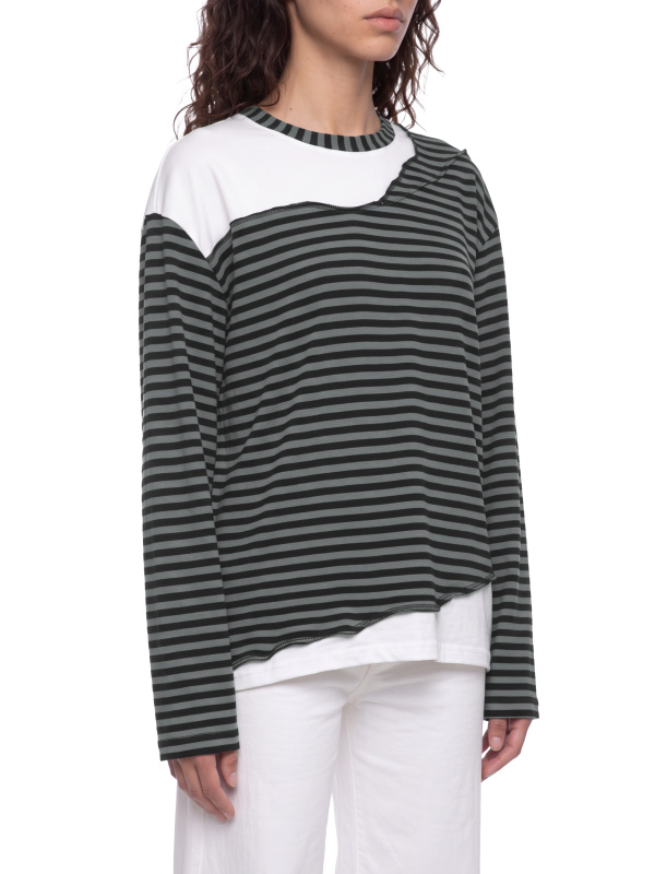 Unisex Striped Panel Boxy Long Sleeve T-Shirt