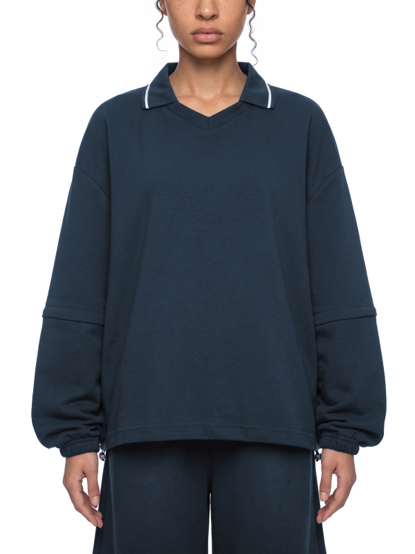 Unisex Boxy Collared Detachable Sweatshirt