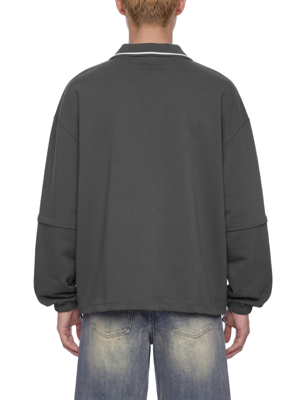 Unisex Boxy Collared Detachable Sweatshirt