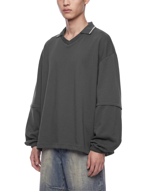 Unisex Boxy Collared Detachable Sweatshirt