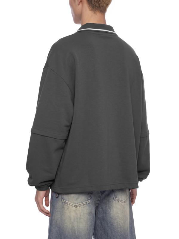 Unisex Boxy Collared Detachable Sweatshirt