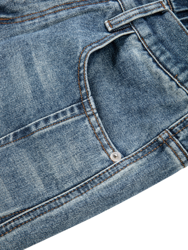 Unisex Vintage Wash Barrel Leg Denim Jeans