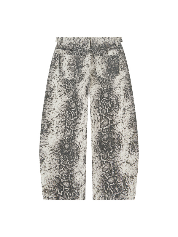 Men's Snake Print Barrel Leg Pants