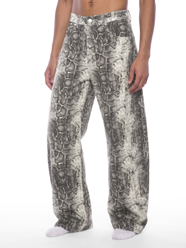 Men's Snake Print Barrel Leg Pants