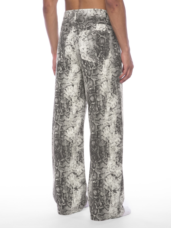 Men's Snake Print Barrel Leg Pants