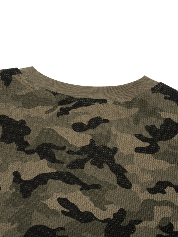 Unisex Camo Waffle Raw Edge T-Shirt