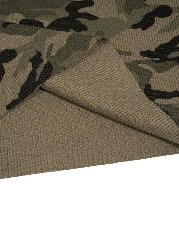 Unisex Camo Waffle Raw Edge T-Shirt