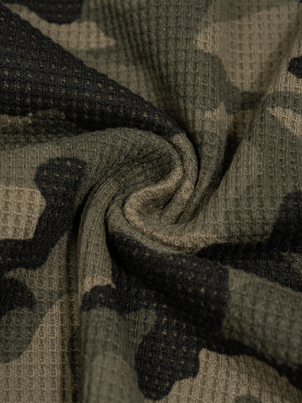 Unisex Camo Waffle Raw Edge T-Shirt