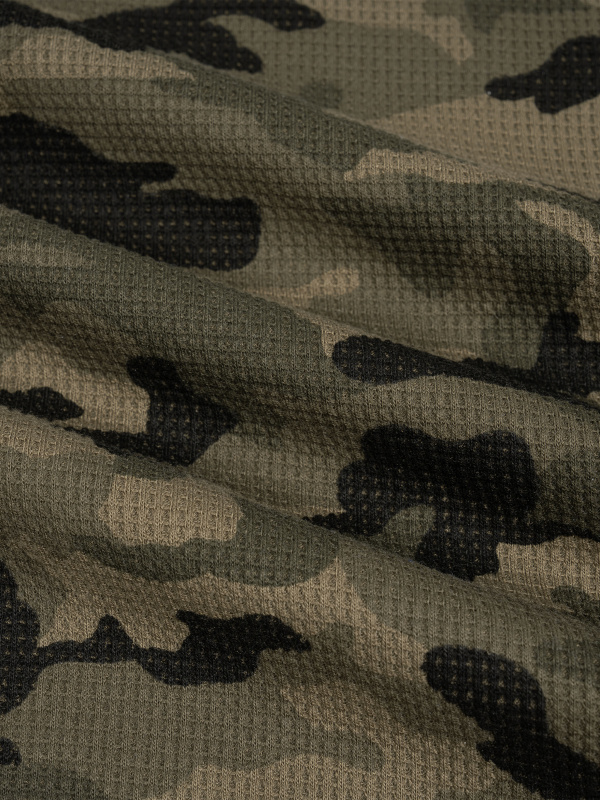Unisex Camo Waffle Raw Edge T-Shirt