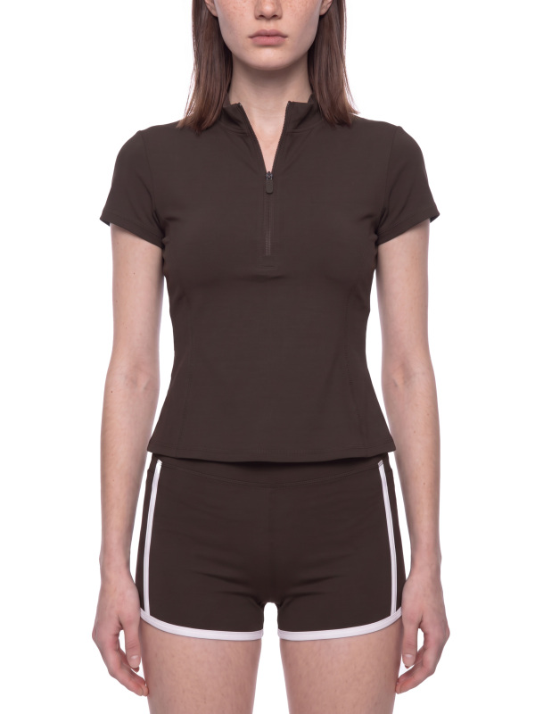 Women's Yoga Quarter-Zip Mock Neck T-Shirt