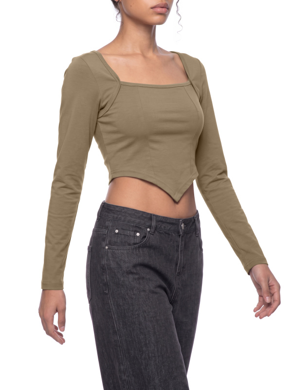 Women's Square Neck Cropped T-Shirt