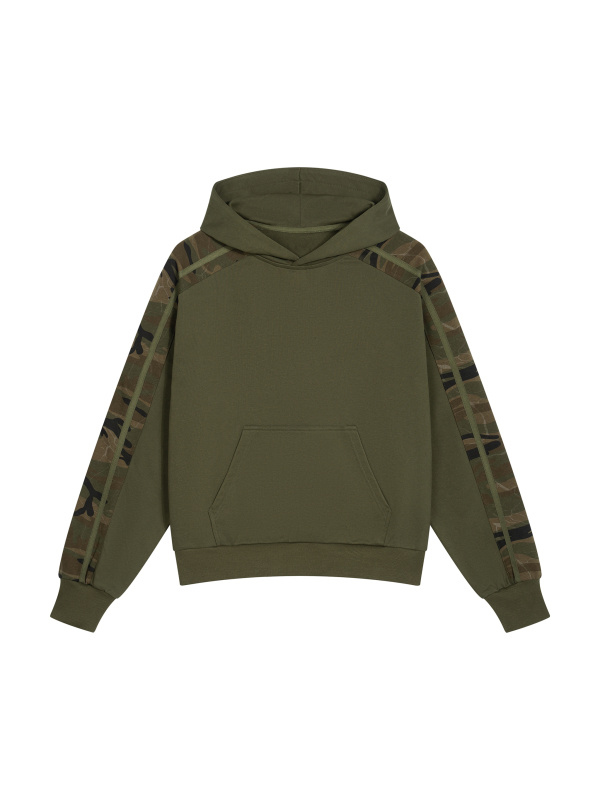 Unisex Boxy Camo Paneled Hoodie