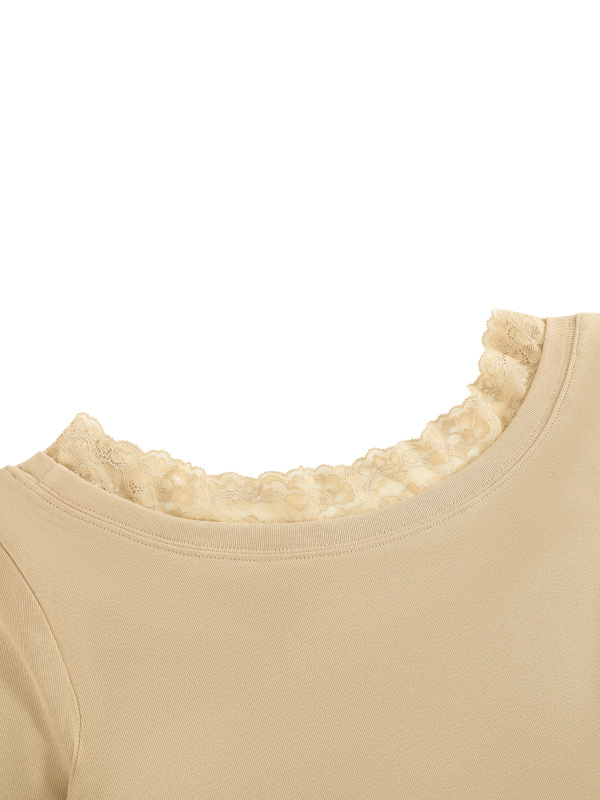 Women's Lace Trim Long Sleeve T-Shirt