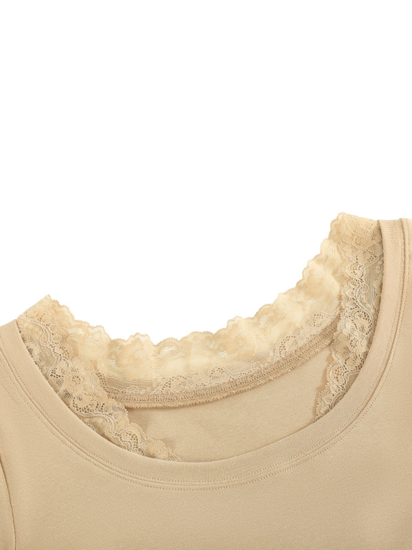Women's Lace Trim Long Sleeve T-Shirt