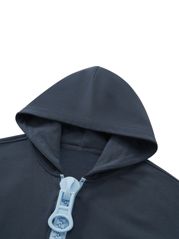 Unisex Oversized Chunky-Zip Boxy Hoodie