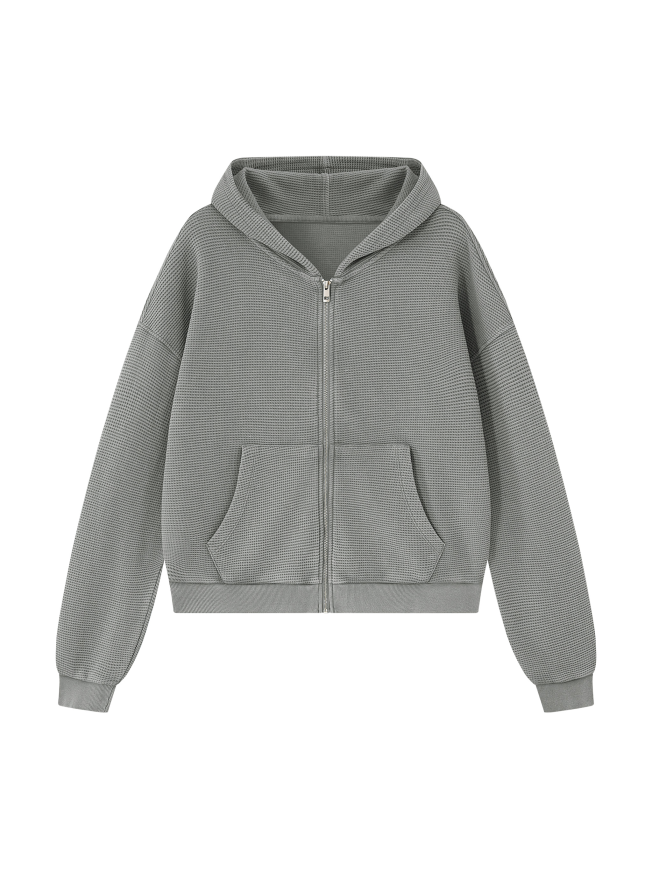 Unisex Mineral Wash Boxy Waffle Hoodie