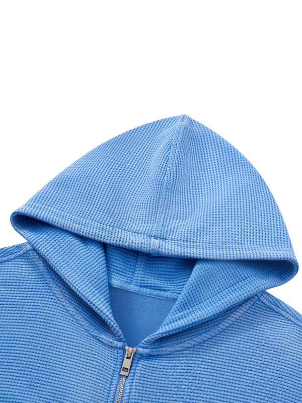 Unisex Mineral Wash Boxy Waffle Hoodie
