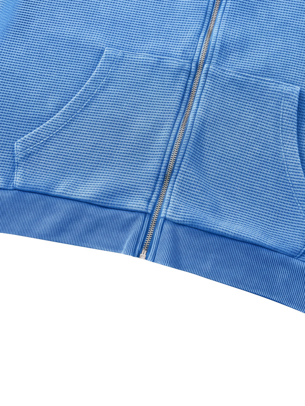 Unisex Mineral Wash Boxy Waffle Hoodie