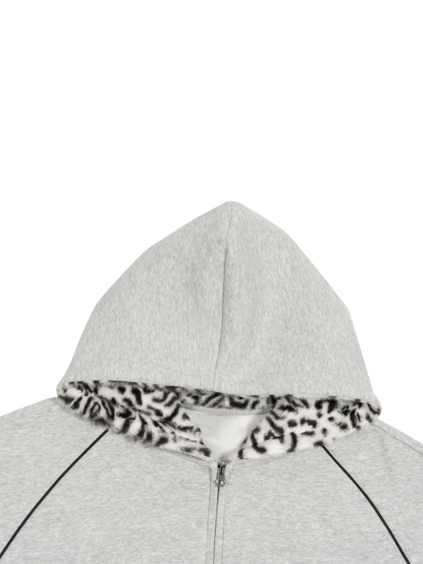 Unisex Boxy Fleece Piping Full Zip Hoodie