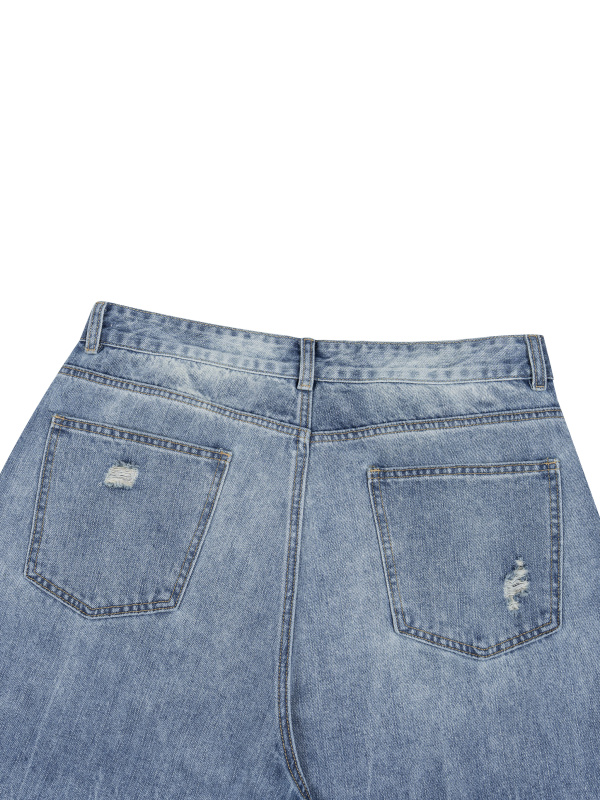 Men's Distressed Straight Leg Denim Jeans