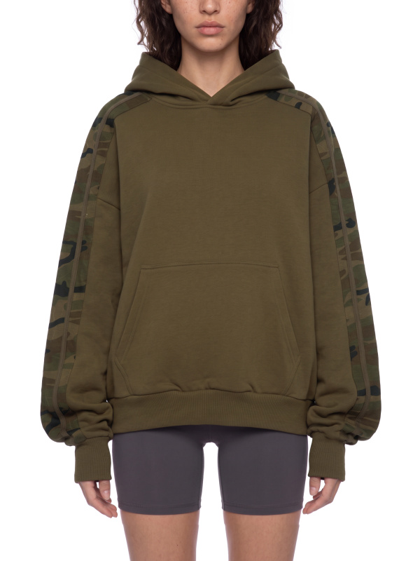 Unisex Boxy Camo Paneled Hoodie