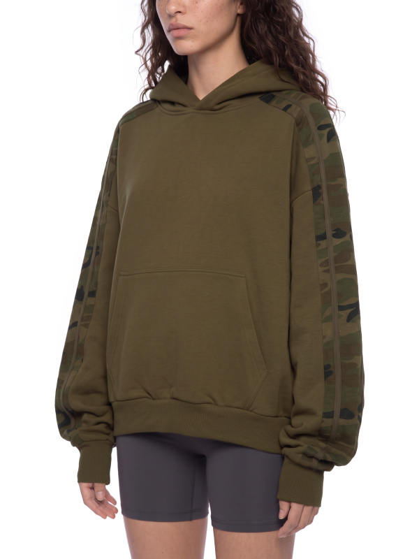 Unisex Boxy Camo Paneled Hoodie