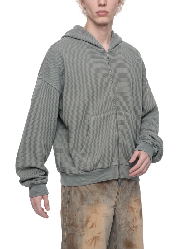 Unisex Mineral Wash Boxy Waffle Hoodie