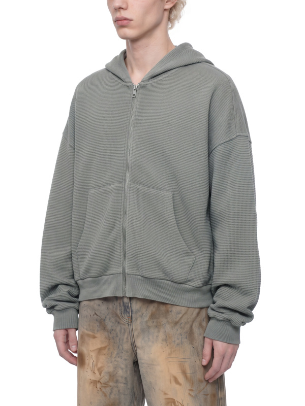Unisex Mineral Wash Boxy Waffle Hoodie