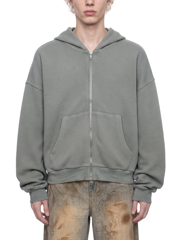 Unisex Mineral Wash Boxy Waffle Hoodie