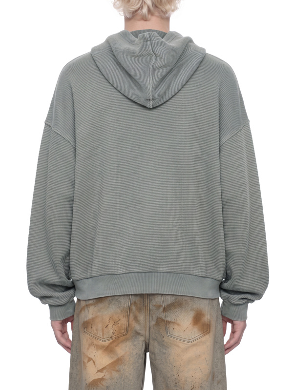 Unisex Mineral Wash Boxy Waffle Hoodie