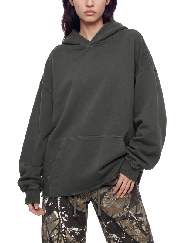 Unisex Vintage Wash Raw Edge Hoodie