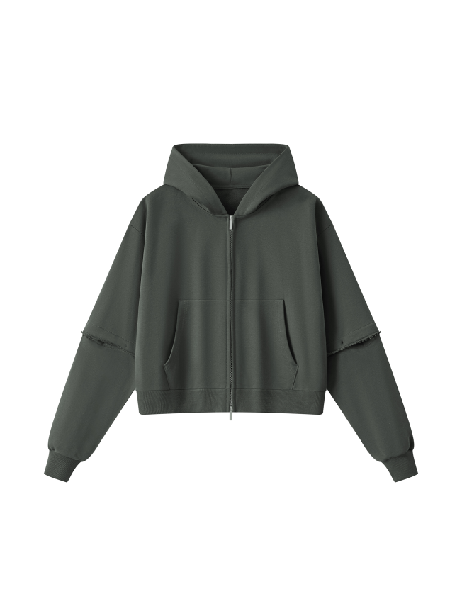 Women's Vintage Wash Detachable Sleeves Hoodie