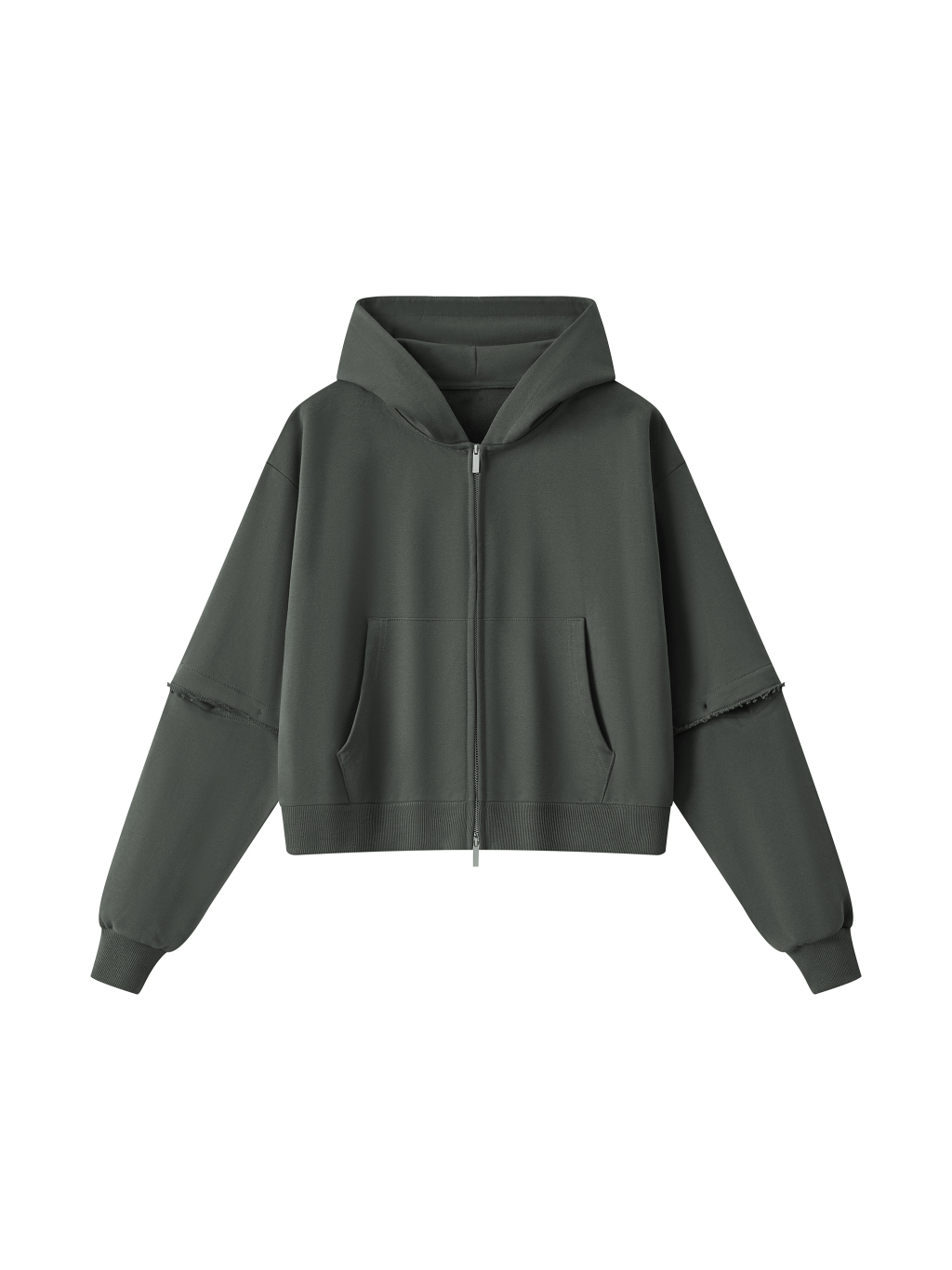 Women's Vintage Wash Detachable Sleeves Hoodie - Main Image