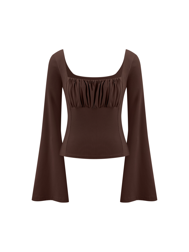 Women's Ruched Bell Sleeve T-Shirt