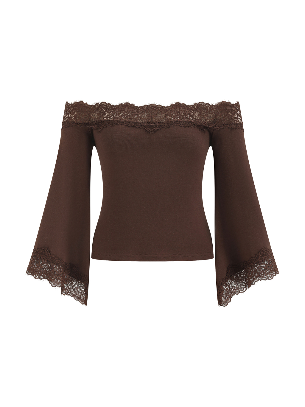Women's Off-the-Shoulder Lace Trim T-Shirt - Main Image