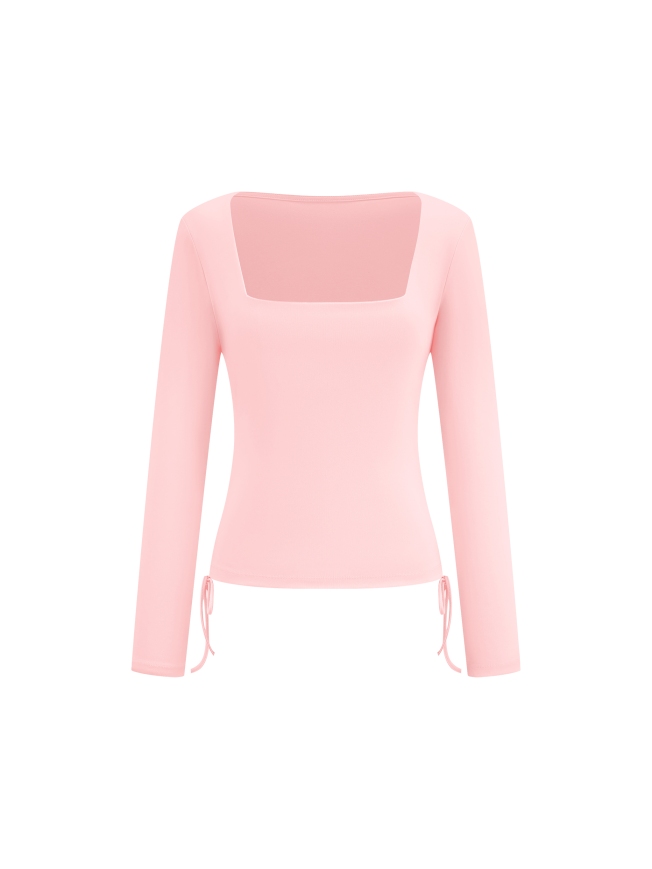 Women's Ruched Square Neck T-Shirt