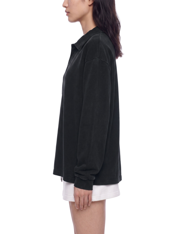 Unisex Loose Long Sleeve Polo Shirt