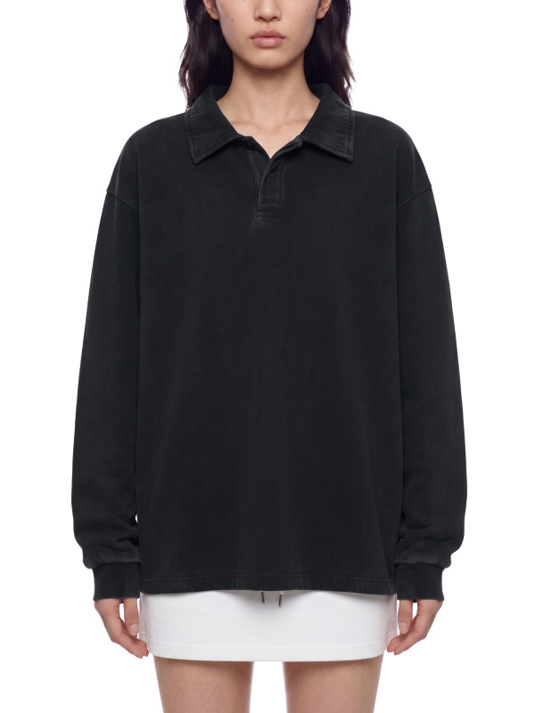 Unisex Loose Long Sleeve Polo Shirt