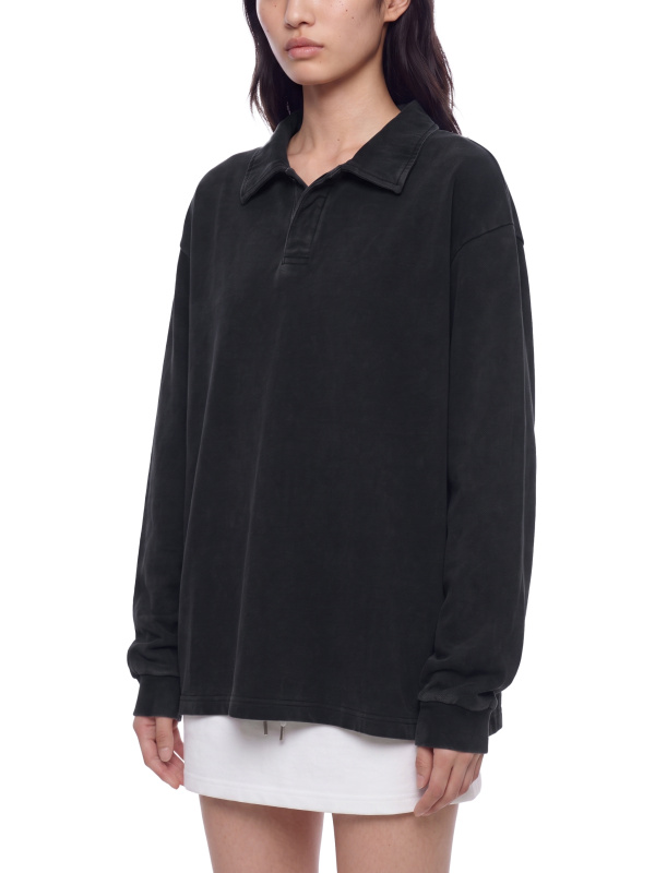 Unisex Loose Long Sleeve Polo Shirt