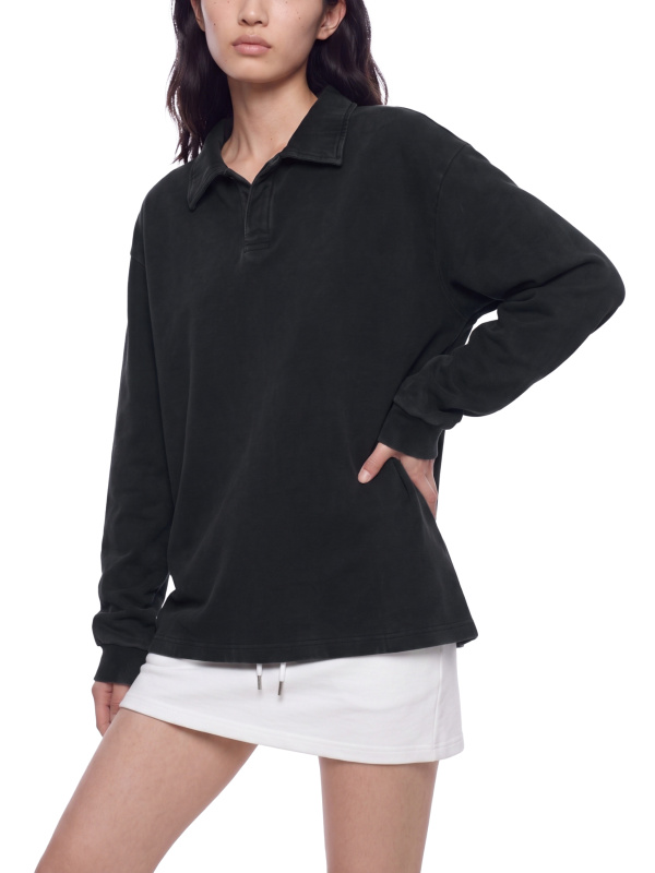 Unisex Loose Long Sleeve Polo Shirt