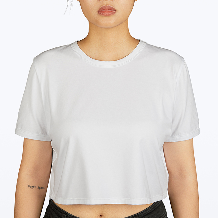 Summer Women's Cotton Cropped Slight stretch Tee | HugePOD-4