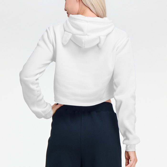 Women's 100% Cotton Cropped Hoodie - Print On Demand | HugePOD-3