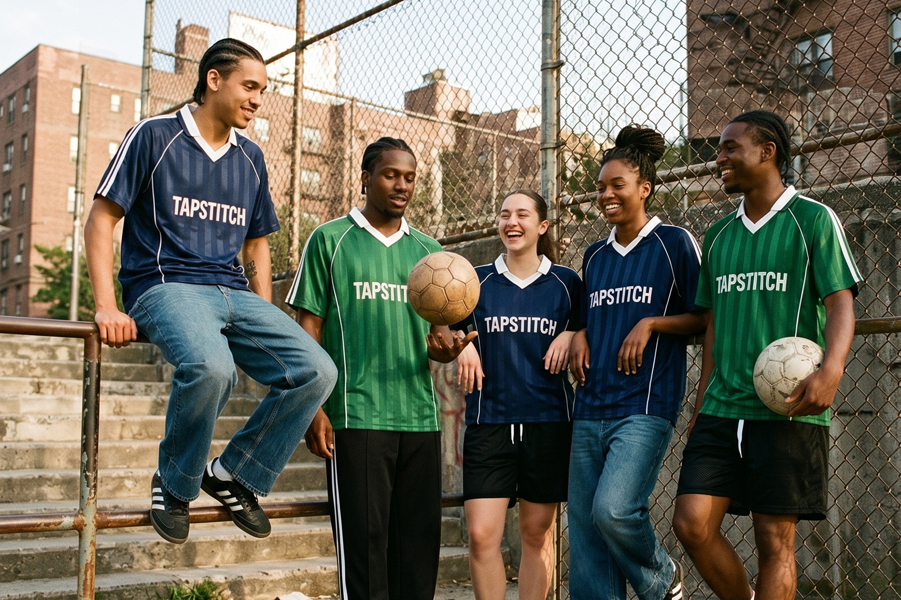 A team wearing Tapstitch premuim custom apparel