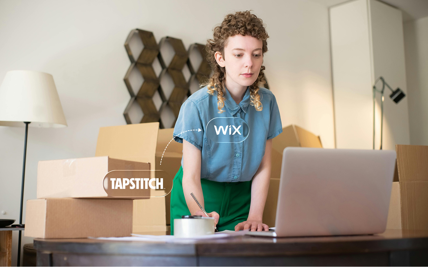 man shipping custom products using Tapstitch and selling on Wix